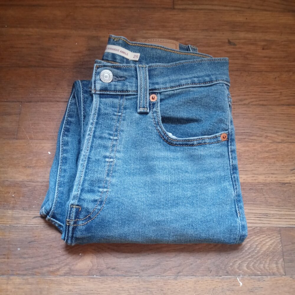 LEVI'S ribcage straight ankle jeans in summer slide (sz25) - Picture 14 of 14